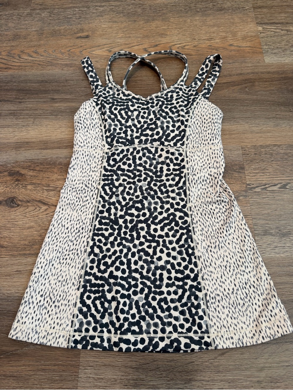 Lululemon Happy Strappy Tank Vintage Cheetah Print Size 4 Built In Bra
